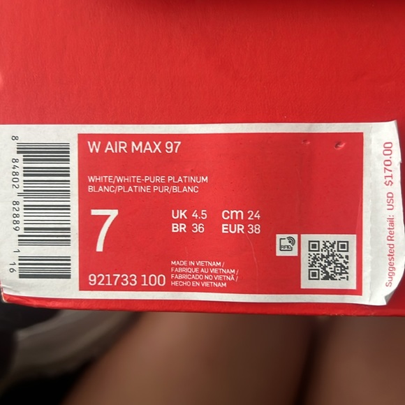 Nike Air Max 97 Triple White Pure Platinum Shoes, BRAND NEW, never worn. - Picture 4 of 4